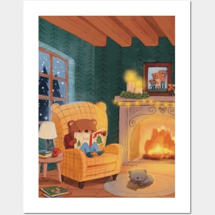 Cozy fireplace Posters and Art